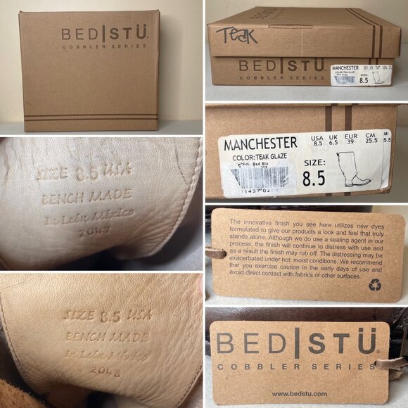 BED STU Manchester Distressed Brown Leather Tall Riding Boots BEDSTU Size 8.5 - Picture 16 of 16